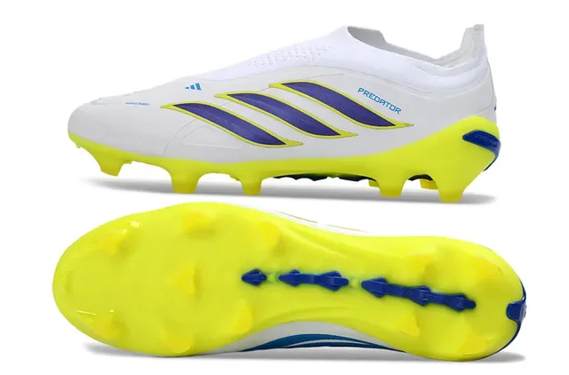 Adidas Predator Preto Verde Sem Cadarço Upper Ajuste a Meia Sobreposição Listras Neon Firm-Ground Sapatos de Futebol 24
