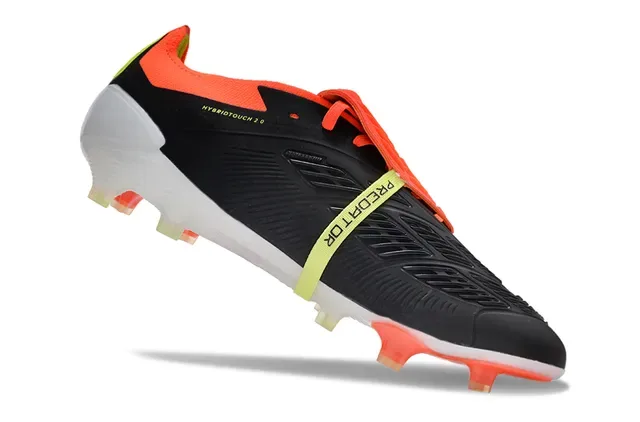 Adidas Predator Noir Orange Lacets Asymétriques Couverture Clous Coniques Moldés Terrain Firme Chaussures de Football 2