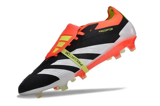 Adidas Predator Noir Orange Lacets Asymétriques Couverture Clous Coniques Moldés Terrain Firme Chaussures de Football 3