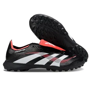 Adidas Predator Black Red Low-Cut Synthetic Upper Textured Grip Surface Turf Soccer Shoes