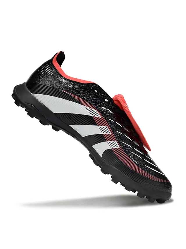 Adidas Predator Preto Vermelho Baixo Corte Sintético Superior Superfície Texturizada Grip Superfície Turf Sapatos de Futebol 6
