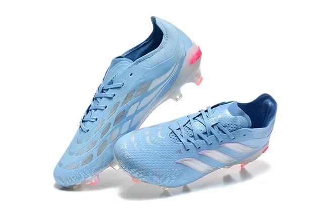Adidas Predator Chaussures de football bleu rose low-cut lacets upper synthétique textil terrain ferme 2