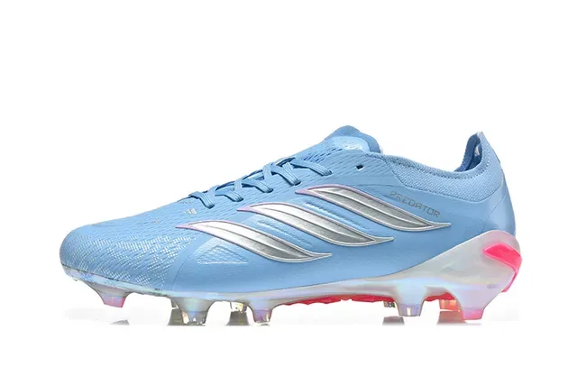 Adidas Predator Chaussures de football bleu rose low-cut lacets upper synthétique textil terrain ferme 10