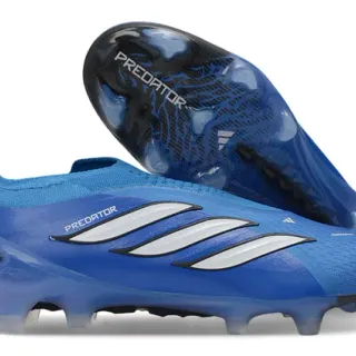 Adidas Predator Blue White Low-Cut Sock-Fit Collar Textured Synthetic Upper Firm-Ground Soccer Shoes