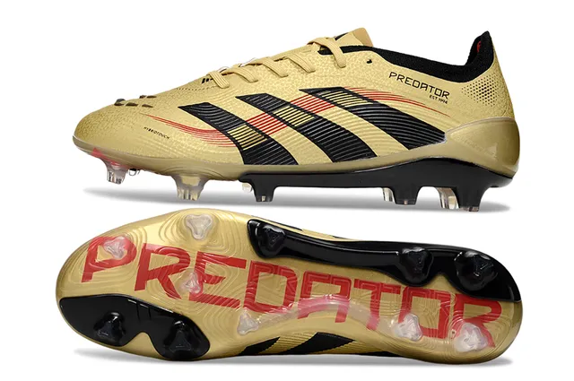 Adidas Predator Gold Black Red Firm-Ground Soccer Shoes 6