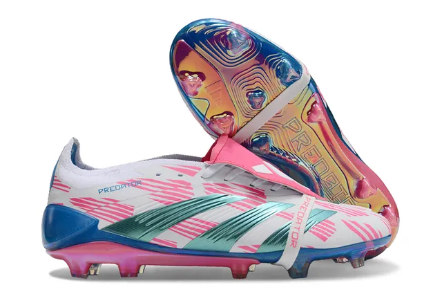 Adidas Predator Multicolor Laceless Strap Closure Geometric Pink Overlay Firm-Ground Soccer Shoes 1