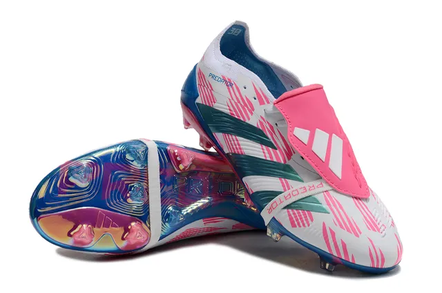 Adidas Predator Multicolor Laceless Strap Closure Geometric Pink Overlay Firm-Ground Soccer Shoes 6