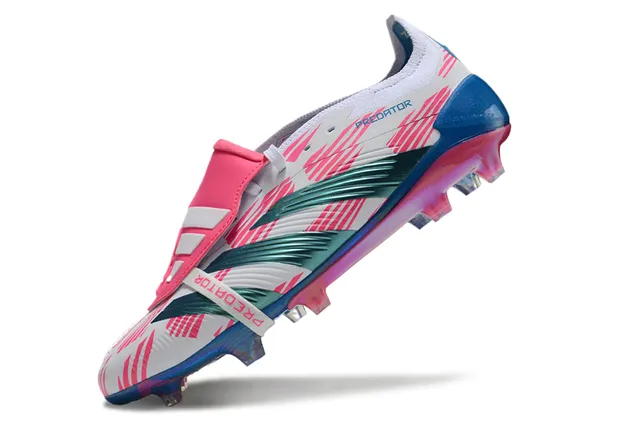 Adidas Predator Multicolor Laceless Strap Closure Geometric Pink Overlay Firm-Ground Soccer Shoes 7