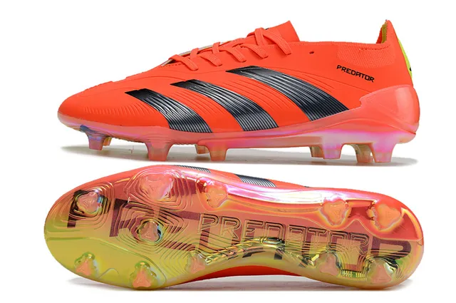 Adidas Predator Orange Black Low-Cut Football Boot Molded Studs Firm-Ground Soccer Shoes 6