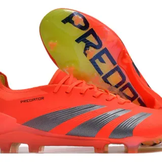 Adidas Predator Orange Gray Low-Cut Synthetic Upper Three Striped Overlays Firm-Ground Soccer Shoes