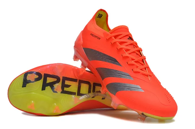 Adidas Predator Orange Gray Low-Cut Synthetic Upper Three Striped Overlays Firm-Ground Soccer Shoes 4