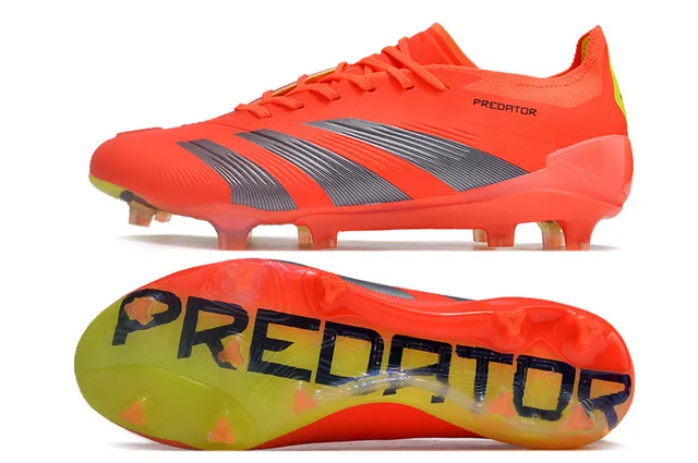 Adidas Predator Orange Gray Low-Cut Synthetic Upper Three Striped Overlays Firm-Ground Soccer Shoes 6