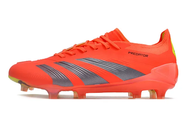 Adidas Predator Orange Gray Low-Cut Synthetic Upper Three Striped Overlays Firm-Ground Soccer Shoes 7