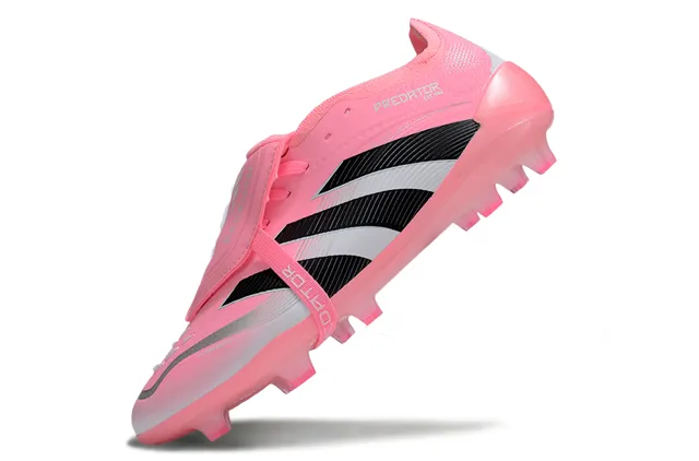 Adidas Predator Pink Black Low-Cut Synthetic Upper Ribbed Three-Stripe Overlay Firm-Ground Soccer Shoes 3