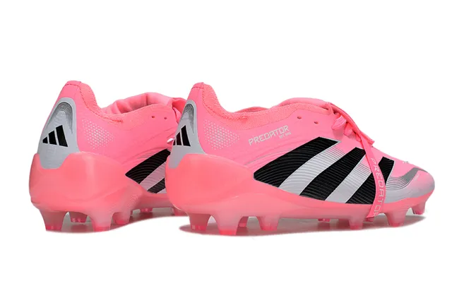 Adidas Predator Pink Black Low-Cut Synthetic Upper Ribbed Three-Stripe Overlay Firm-Ground Soccer Shoes 5
