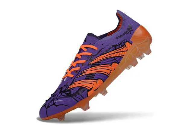 Adidas Predator Purple Orange Low-Cut Spiderweb-Patterned Outsole Firm-Ground Soccer Shoes 3