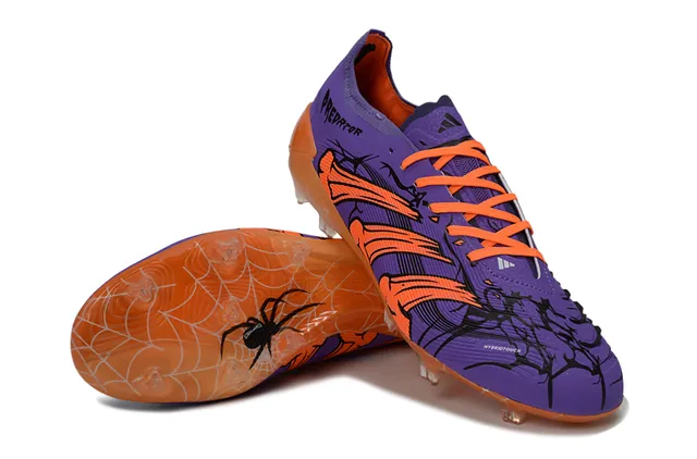Adidas Predator Purple Orange Low-Cut Spiderweb-Patterned Outsole Firm-Ground Soccer Shoes 4