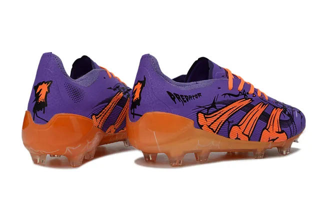 Adidas Predator Purple Orange Low-Cut Spiderweb-Patterned Outsole Firm-Ground Soccer Shoes 5