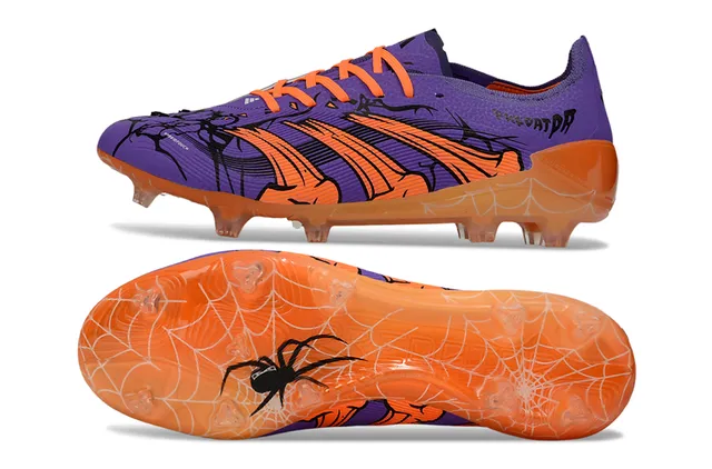 Adidas Predator Purple Orange Low-Cut Spiderweb-Patterned Outsole Firm-Ground Soccer Shoes 6