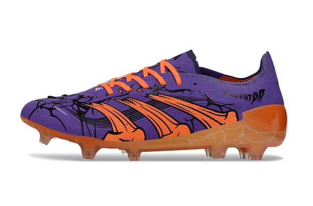 Adidas Predator Purple Orange Low-Cut Spiderweb-Patterned Outsole Firm-Ground Soccer Shoes 7