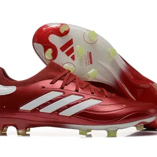 Adidas Predator Red White Metallic Synthetic Upper Three-Stripe Branding Firm-Ground Soccer Shoes