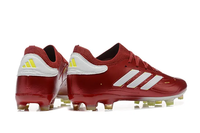 Adidas Predator Red White Metallic Synthetic Upper Three-Stripe Branding Firm-Ground Soccer Shoes 2