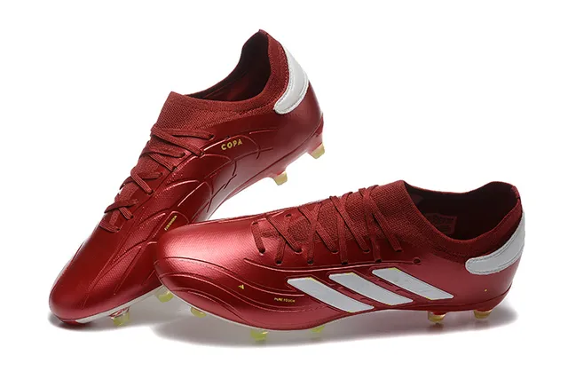 Adidas Predator Red White Metallic Synthetic Upper Three-Stripe Branding Firm-Ground Soccer Shoes 3