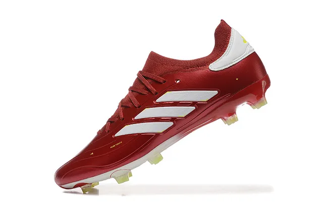 Adidas Predator Red White Metallic Synthetic Upper Three-Stripe Branding Firm-Ground Soccer Shoes 5