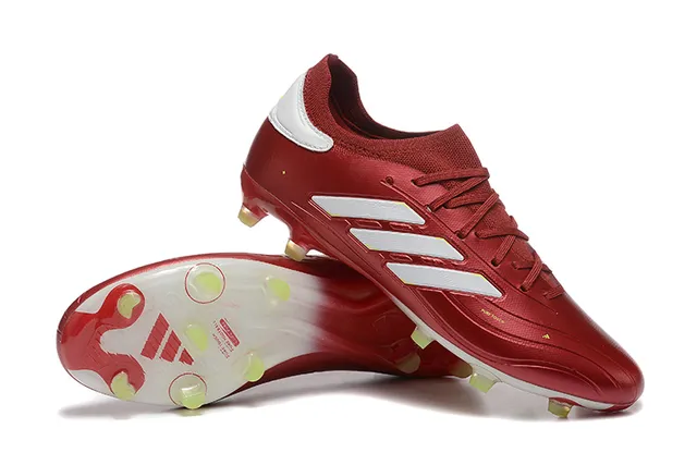 Adidas Predator Red White Metallic Synthetic Upper Three-Stripe Branding Firm-Ground Soccer Shoes 6