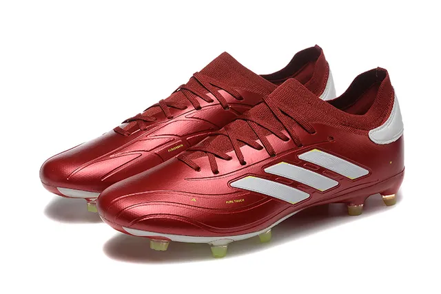 Adidas Predator Red White Metallic Synthetic Upper Three-Stripe Branding Firm-Ground Soccer Shoes 8