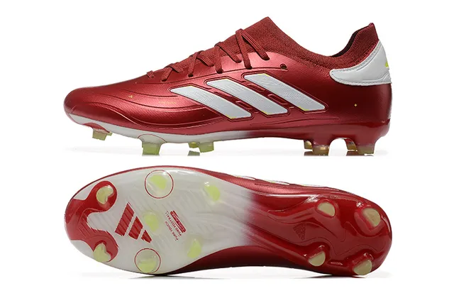 Adidas Predator Red White Metallic Synthetic Upper Three-Stripe Branding Firm-Ground Soccer Shoes 9