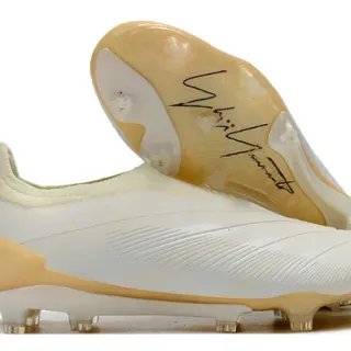 Adidas Predator White Beige Low-Cut Sock-Fit Upper Ribbed Midfoot Cage Firm-Ground Soccer Shoes
