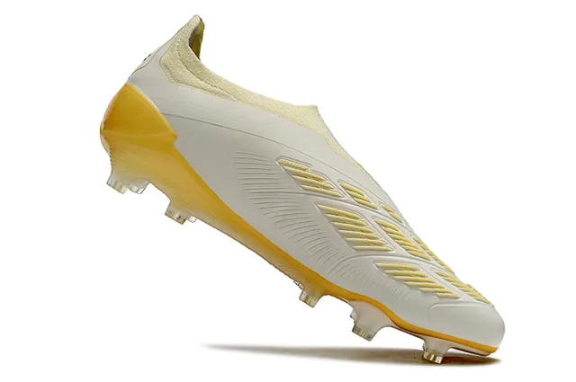 Adidas Predator White Beige Low-Cut Sock-Fit Upper Ribbed Midfoot Cage Firm-Ground Soccer Shoes 2