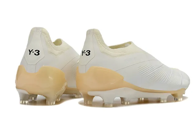 Adidas Predator White Beige Low-Cut Sock-Fit Upper Ribbed Midfoot Cage Firm-Ground Soccer Shoes 5