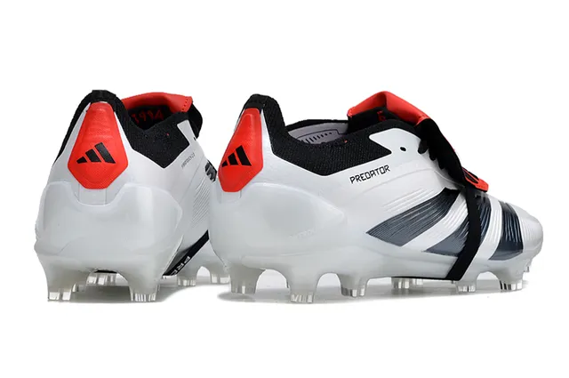 Adidas Predator White Black Laceless Strap Closure Three Stripes Firm-Ground Soccer Shoes 5
