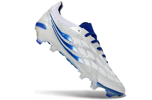 Adidas Predator White Blue Synthetic Upper Gradient Stripes Firm-Ground Soccer Shoes 2
