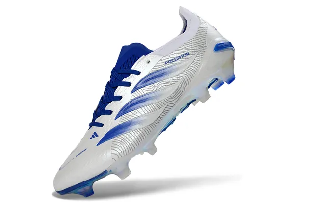 Adidas Predator White Blue Synthetic Upper Gradient Stripes Firm-Ground Soccer Shoes 3