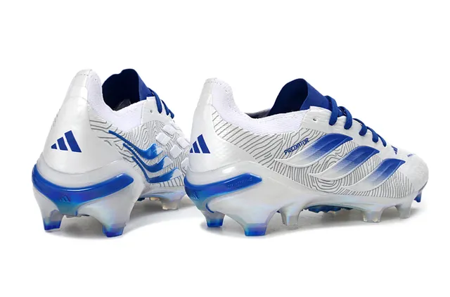 Adidas Predator White Blue Synthetic Upper Gradient Stripes Firm-Ground Soccer Shoes 5