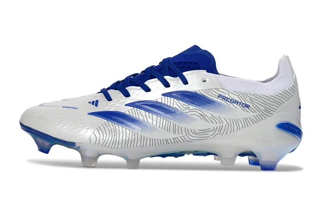 Adidas Predator White Blue Synthetic Upper Gradient Stripes Firm-Ground Soccer Shoes 7