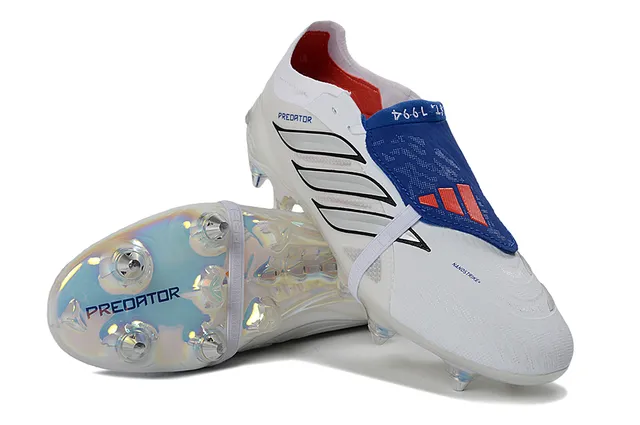 Adidas Predator White Blue Synthetic Upper Holographic Iridescent Outsole Firm-Ground Soccer Shoes 4