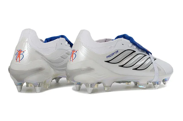 Adidas Predator White Blue Synthetic Upper Holographic Iridescent Outsole Firm-Ground Soccer Shoes 5