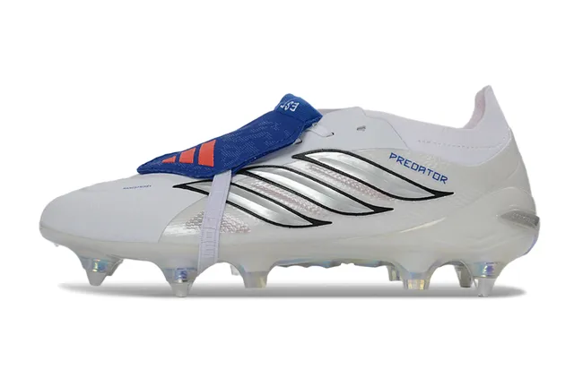 Adidas Predator White Blue Synthetic Upper Holographic Iridescent Outsole Firm-Ground Soccer Shoes 7