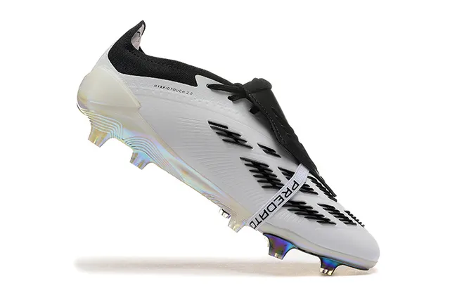 Adidas Predator White Gold Low-Cut Laceless Strap Triple Stripes Firm-Ground Soccer Shoes 4