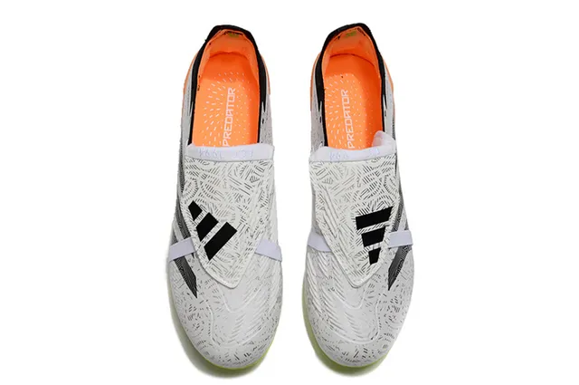 Adidas Predator White Orange Geometric Overlay Neon Gradient Sole Firm-Ground Soccer Shoes 2