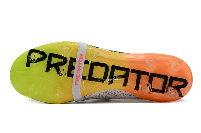 Adidas Predator White Orange Geometric Overlay Neon Gradient Sole Firm-Ground Soccer Shoes 6