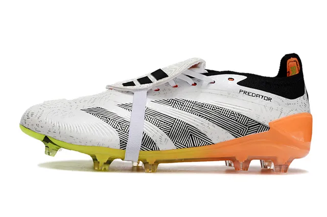 Adidas Predator White Orange Geometric Overlay Neon Gradient Sole Firm-Ground Soccer Shoes 8