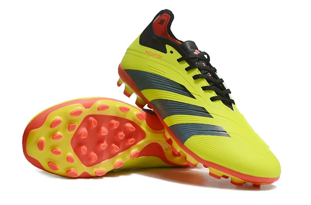 Adidas Predator Yellow Black Low-Cut Synthetic Upper Ribbed Forefoot Texture Firm-Ground Soccer Shoes 3