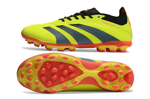 Adidas Predator Yellow Black Low-Cut Synthetic Upper Ribbed Forefoot Texture Firm-Ground Soccer Shoes 5