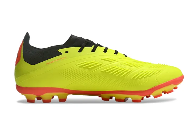 Adidas Predator Yellow Black Low-Cut Synthetic Upper Ribbed Forefoot Texture Firm-Ground Soccer Shoes 7