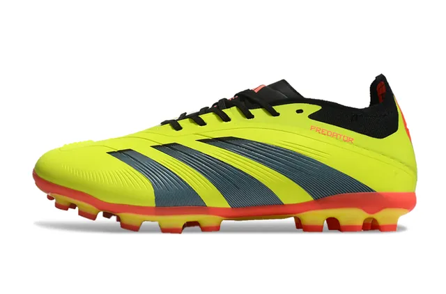 Adidas Predator Yellow Black Low-Cut Synthetic Upper Ribbed Forefoot Texture Firm-Ground Soccer Shoes 8